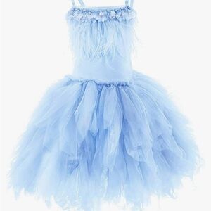 Blue Feathered Kids Dress